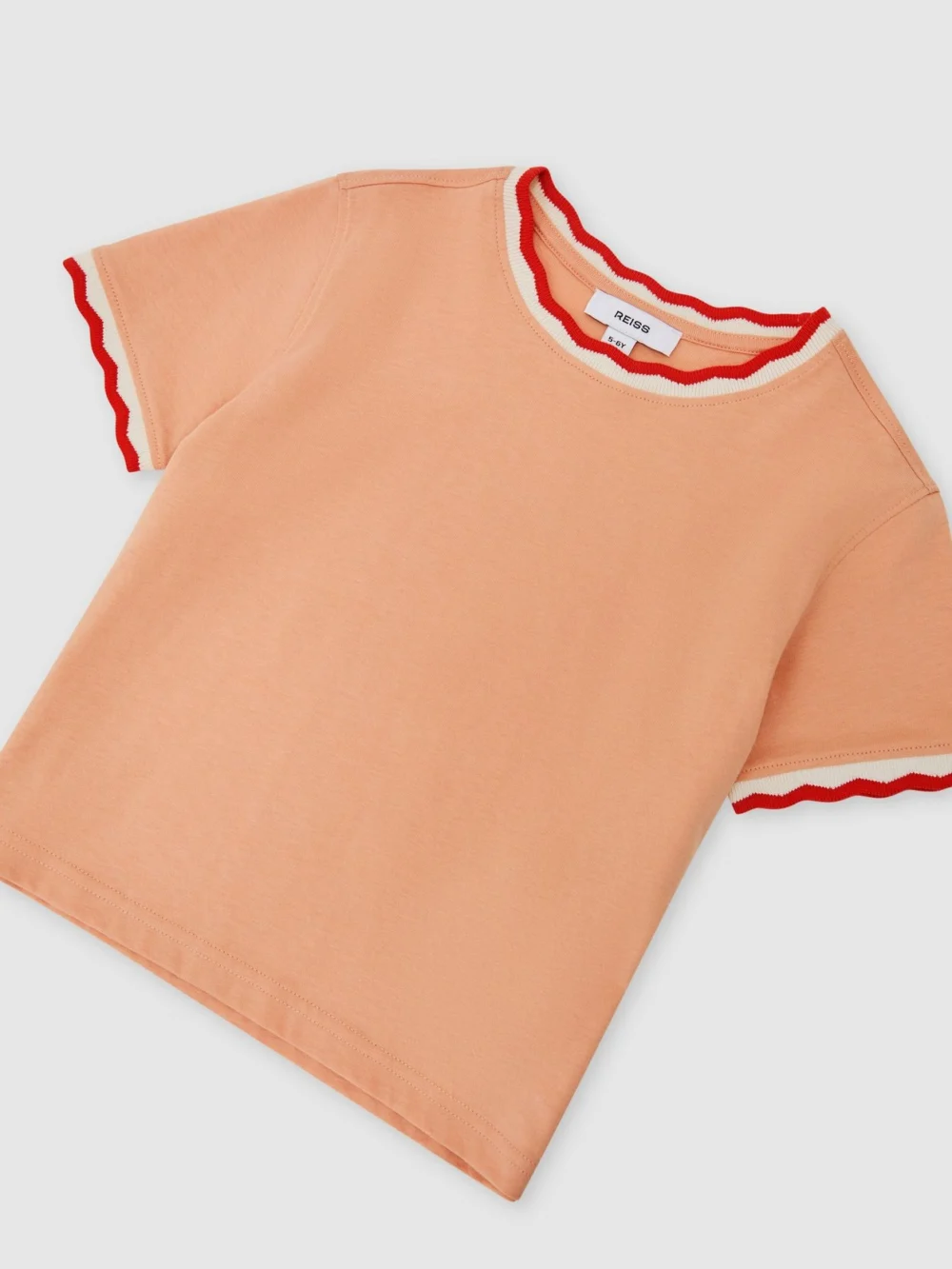 Reiss Apricot 13-14 yrs Cotton Scallop-trim T-shirt,