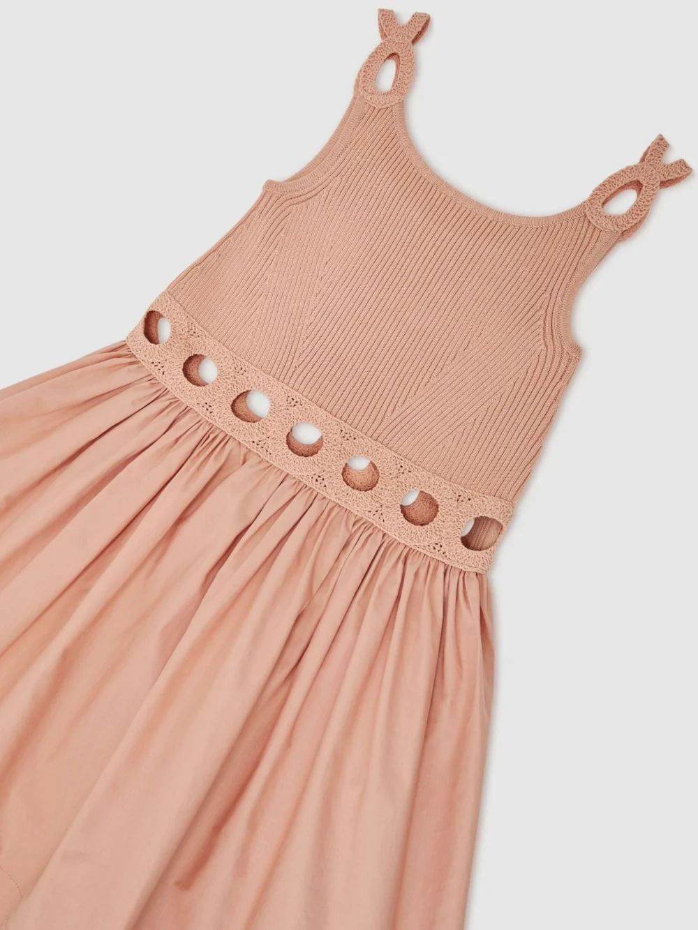 Reiss Apricot 9-13 yrs Rib-knit Mix Cut-out Flared Dress