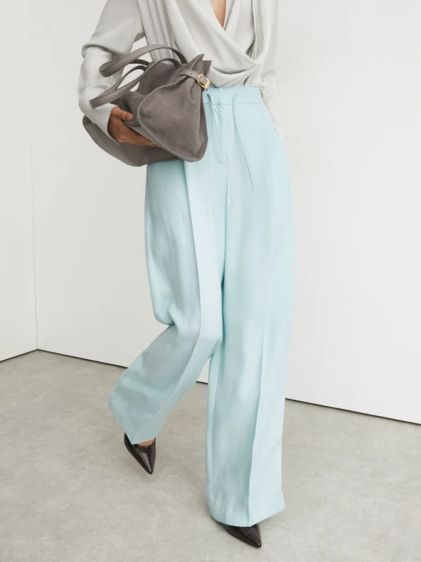 Reiss Aqua Blue Wide-leg Drawstring Trousers