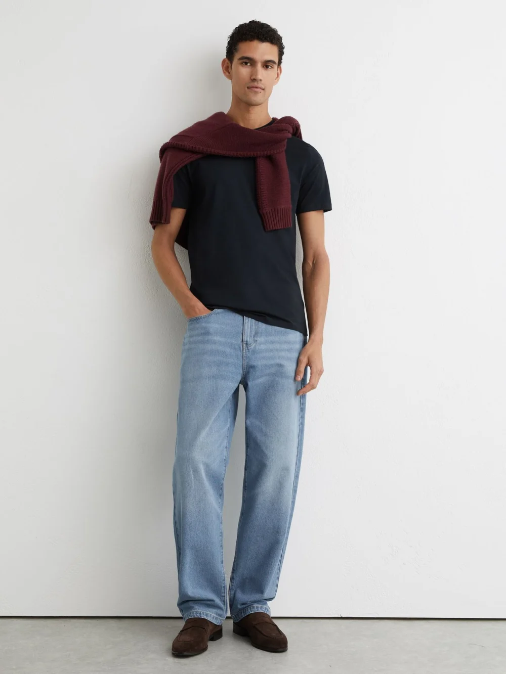 Reiss Aquamarine Blue Marl Crew Neck T-shirt, L, view 3