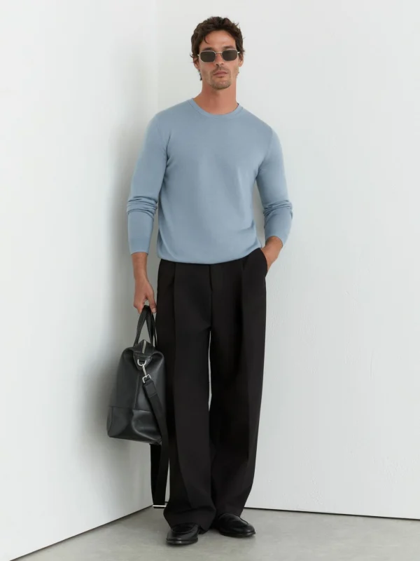 Reiss Armour Blue Merino Wool Crew-neck Jumper