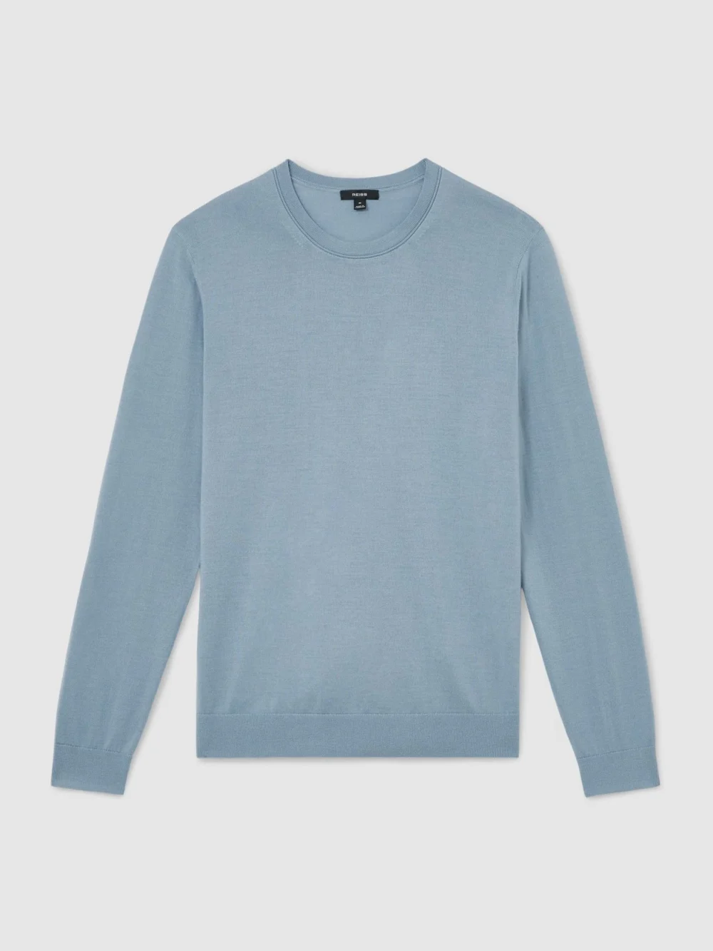 Reiss Armour Blue Merino Wool Crew-neck Jumper, view 2