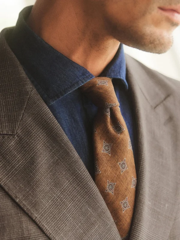 Reiss Arrigo Burnt Orange Silk Diamond Medallion-print Tie, One Size