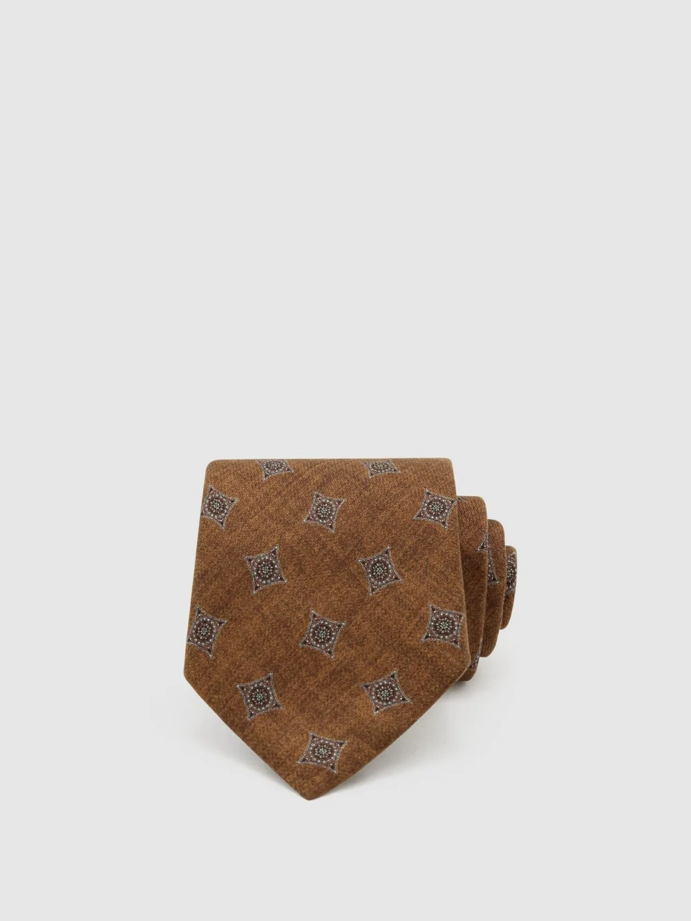 Reiss Arrigo Burnt Orange Silk Diamond Medallion-print Tie, One Size, view 2