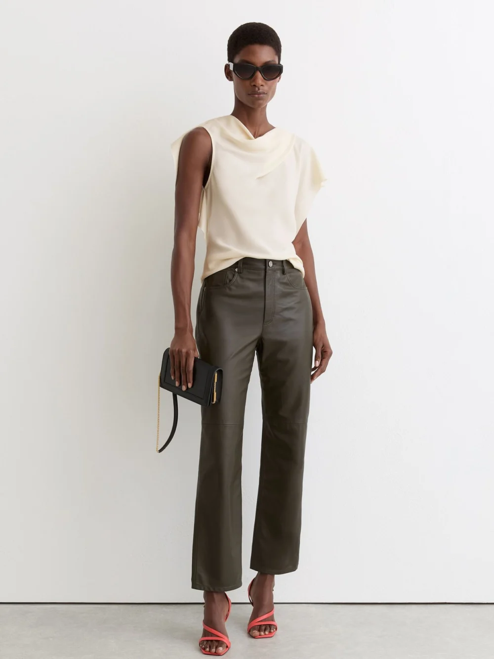 Reiss Asymmetric Drape-neck Top, view 3
