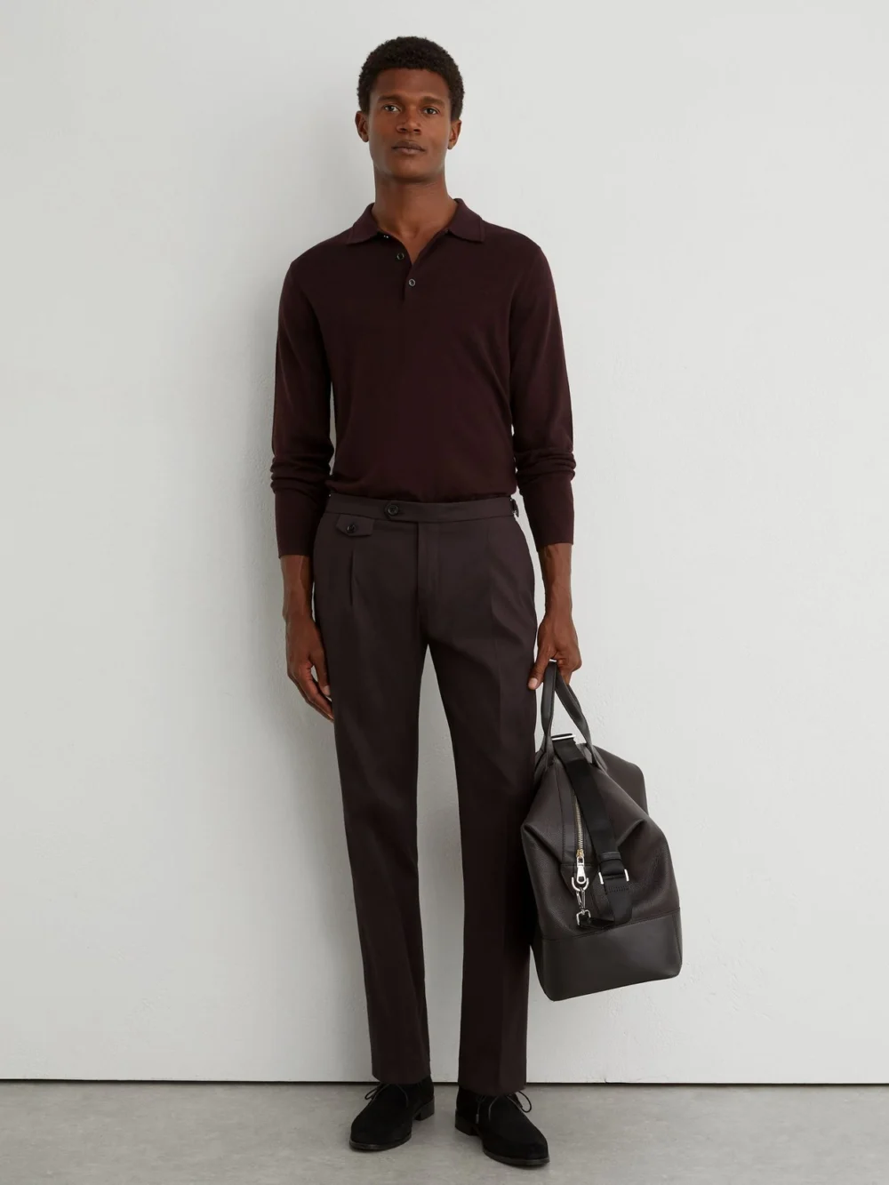 Reiss Aubergine Purple Cotton-blend Side-adjuster Trousers Tailored-fit