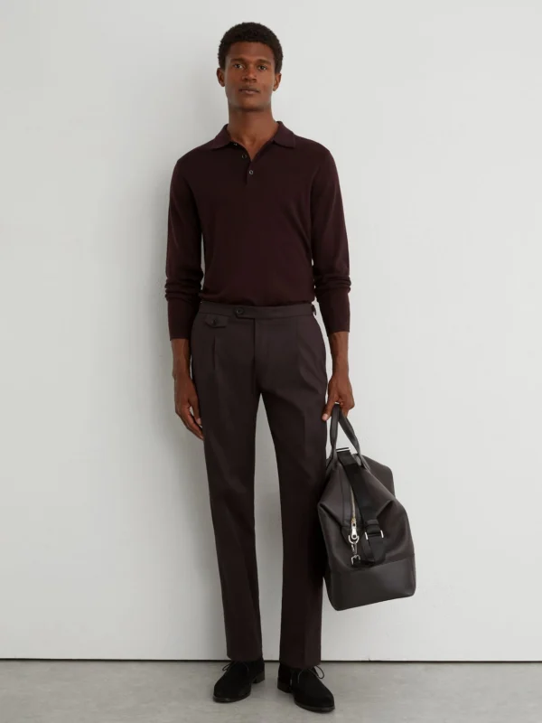 Reiss Aubergine Purple Cotton-blend Side-adjuster Trousers Tailored-fit