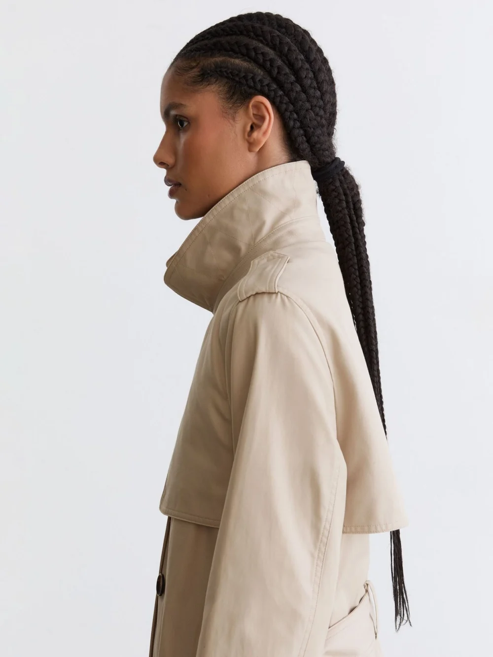 Reiss Azura Stone Hooded Insert Trench Coat, 16, view 4