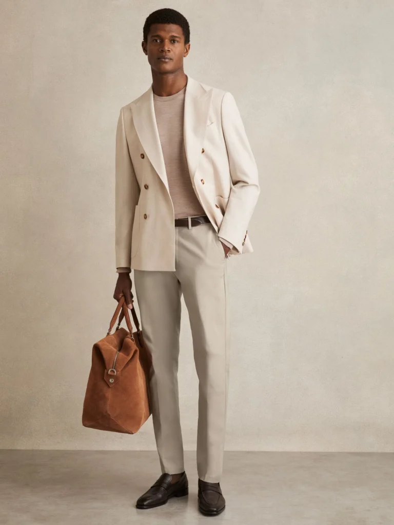 Reiss Beige Cotton Slim Fit Chinos