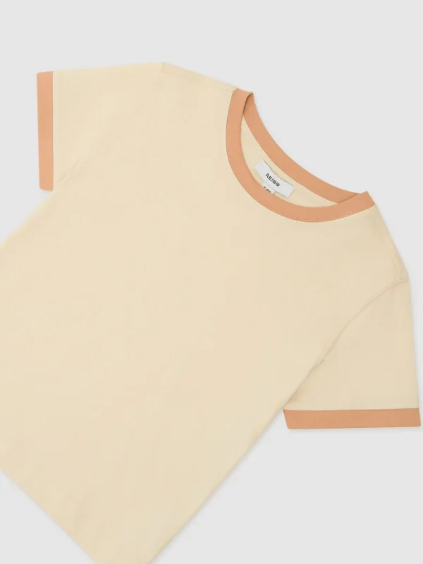 Reiss Belle Cream 13-14 yrs Cotton Crew-neck T-shirt,