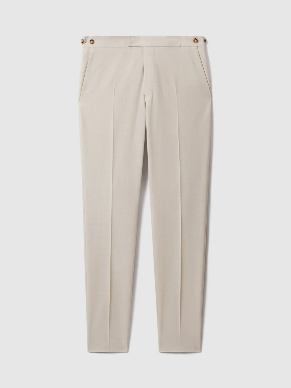 Reiss Belmont Men's Stone Tailored Fit Textured Suit Trousers with Wool, view 2