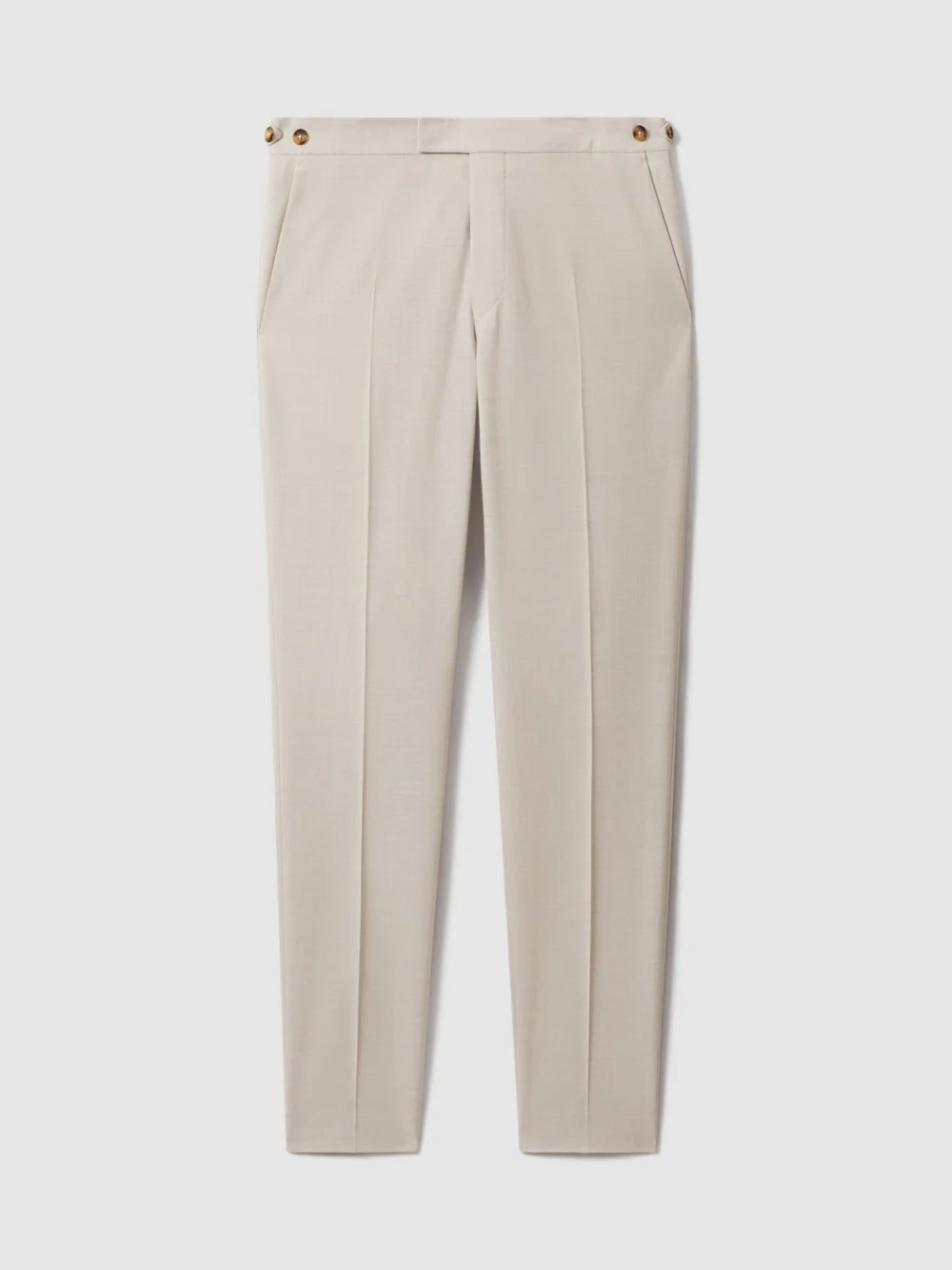 Reiss Belmont Stone Tailored Fit Textured Suit Trousers with Wool, 34, view 2