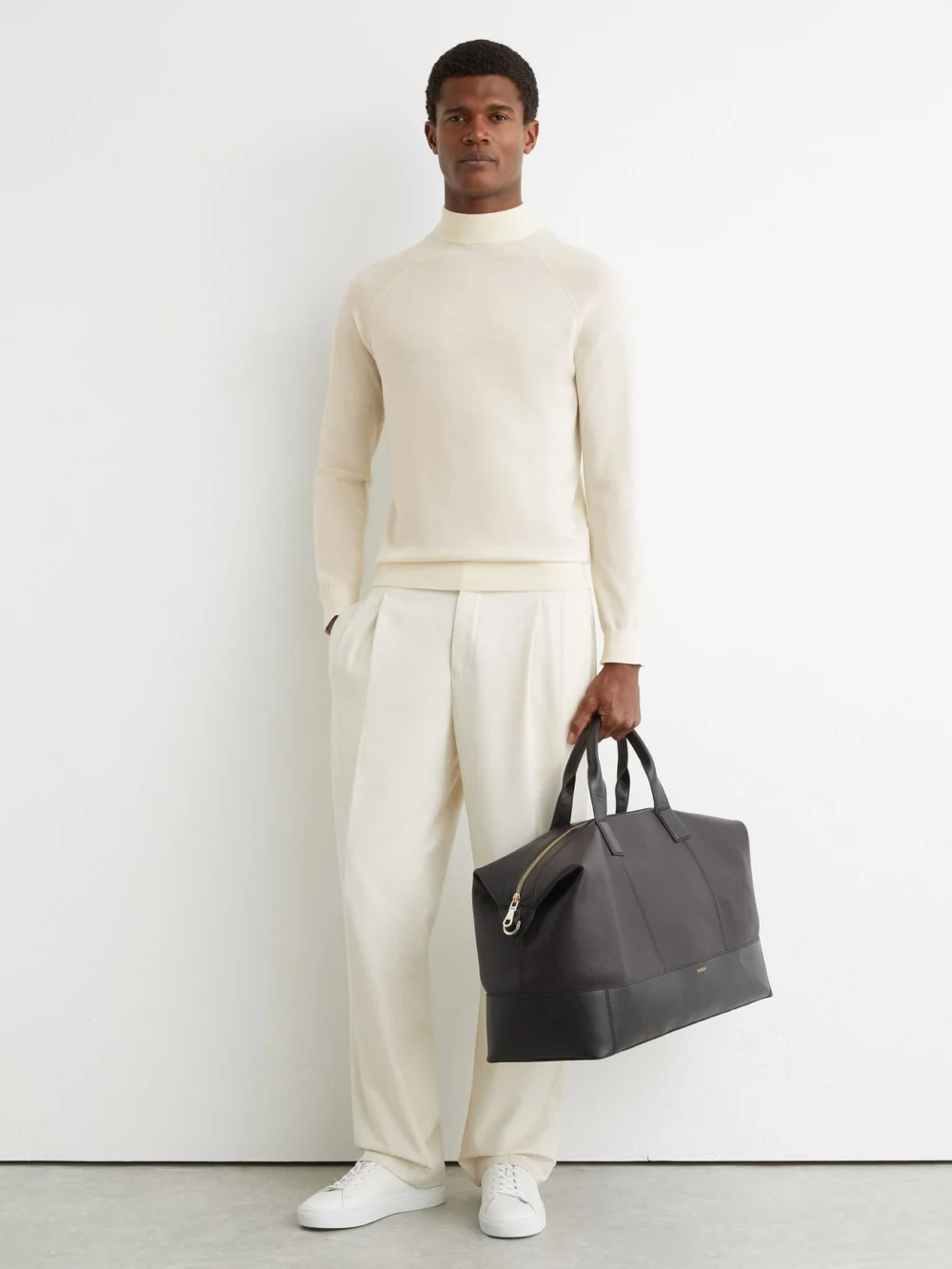 Reiss Bianco Merino Wool Mock-neck Jumper