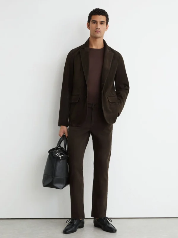 Reiss Bishopsgate Men's Chocolate Brown Straight-leg Jeans