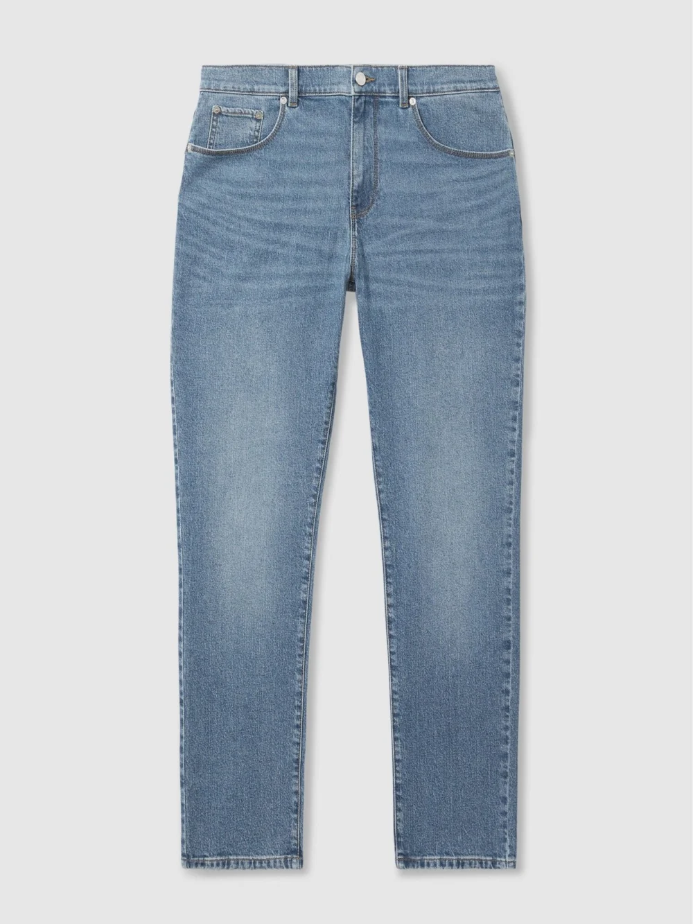 Reiss Bishopsgate Mid Blue Wash Straight-leg Jeans, view 2