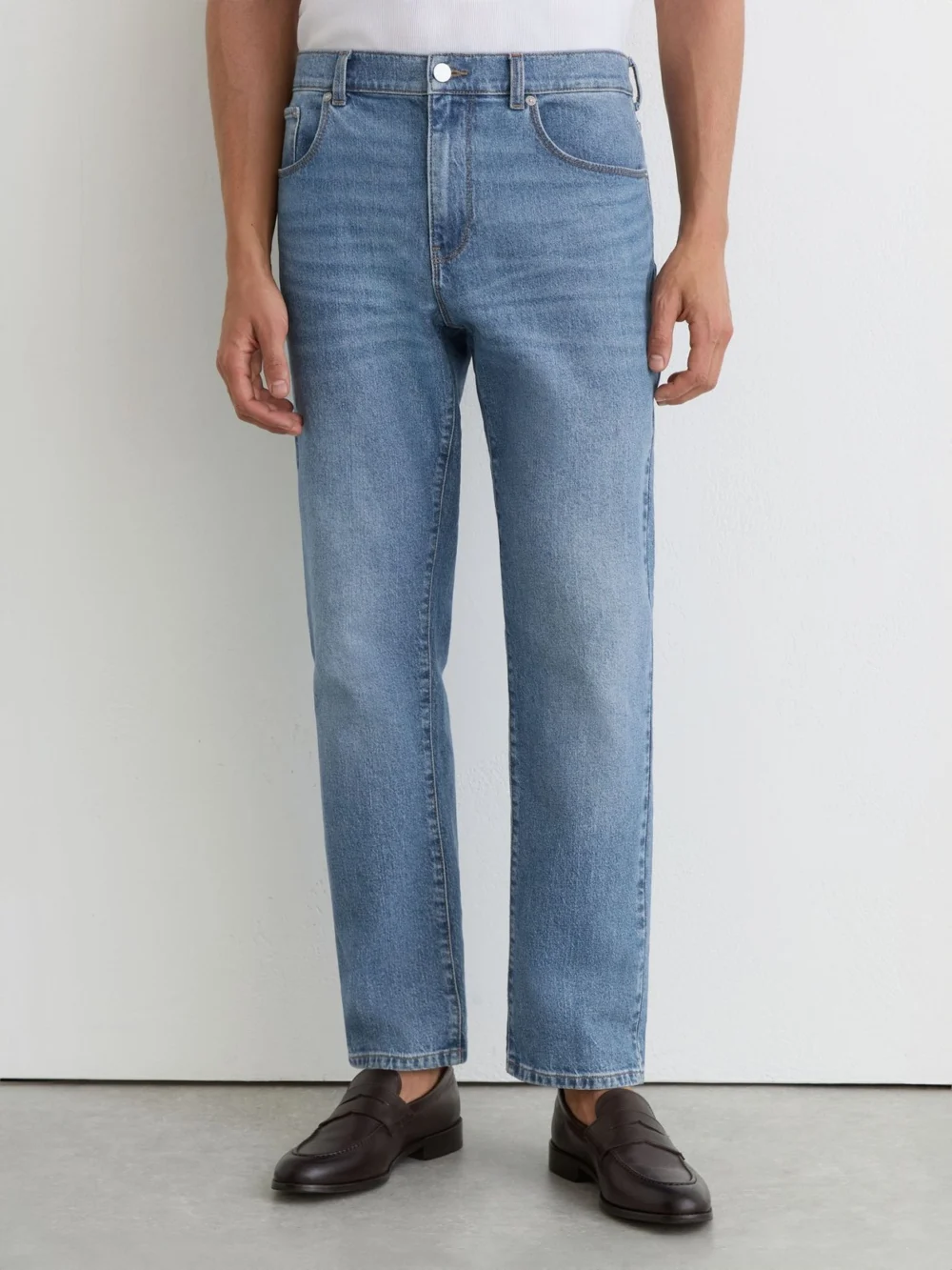Reiss Bishopsgate Mid Blue Wash Straight-leg Jeans, view 3