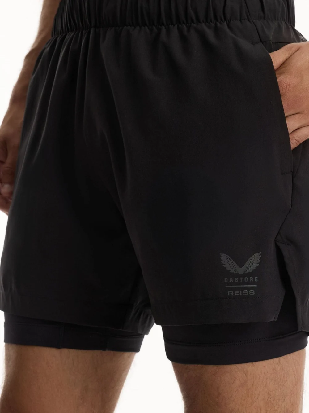 Reiss Black 2 1 Short | Castore 2-in-1 Technical Training Shorts