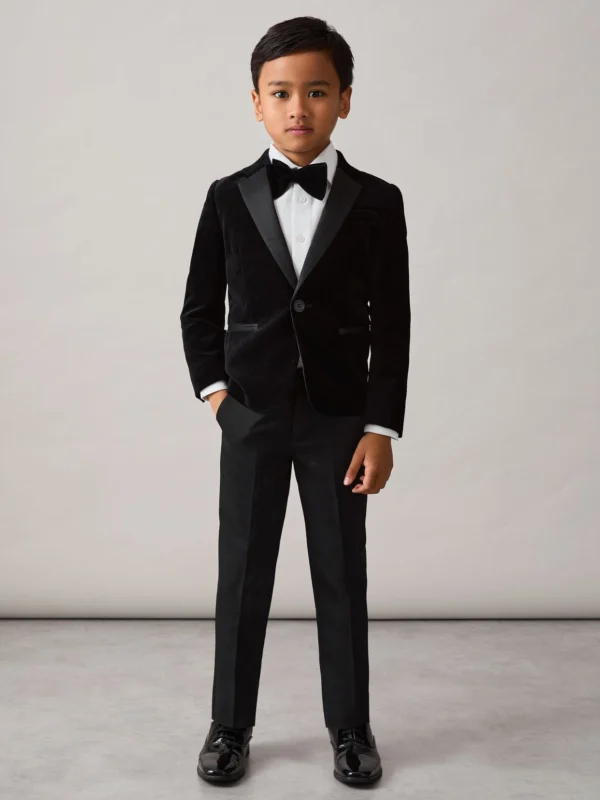 Reiss Black 3-9 yrs Single-breasted Velvet Blazer