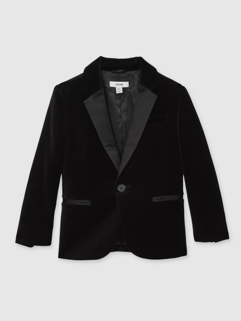 Reiss Black 3-9 yrs Single-breasted Velvet Blazer, view 2