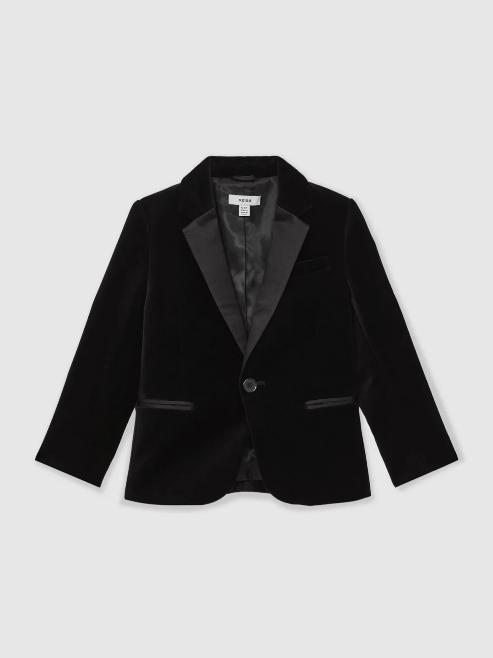 Reiss Black 3-9 yrs Single-breasted Velvet Tuxedo Blazer, view 2