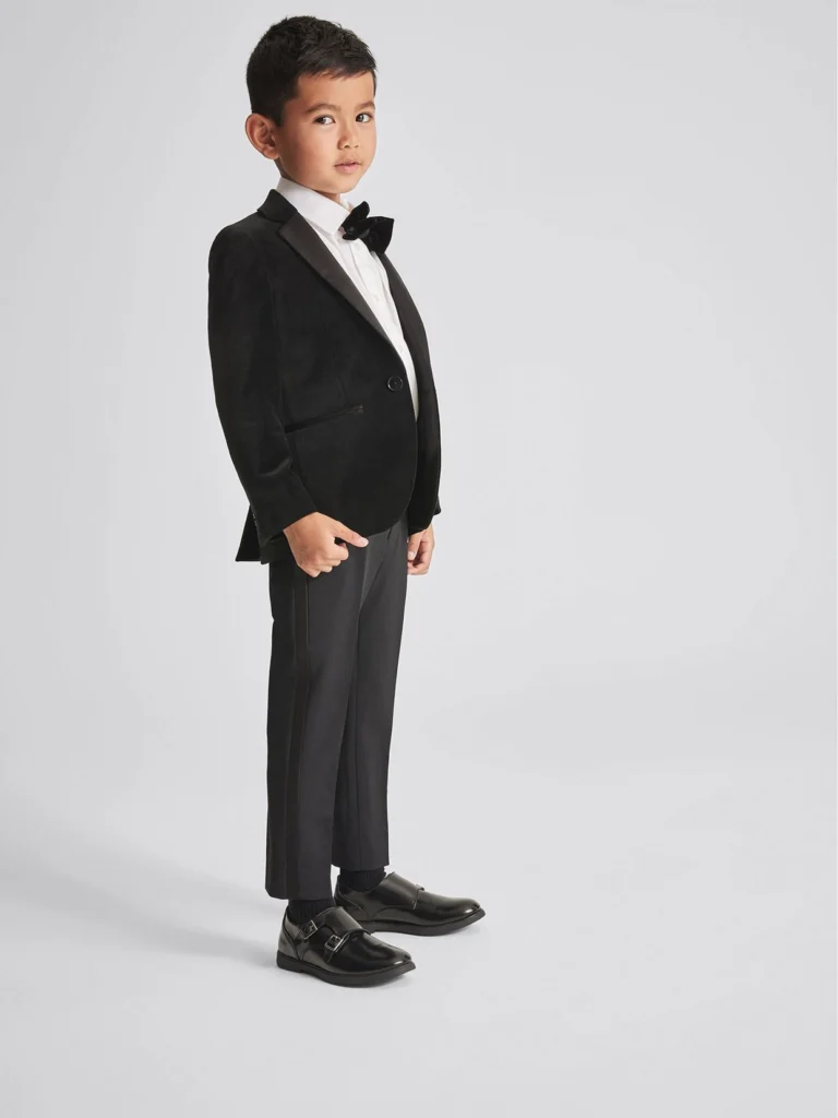 Reiss Black 4-9 yrs Single Breasted Velvet Blazer