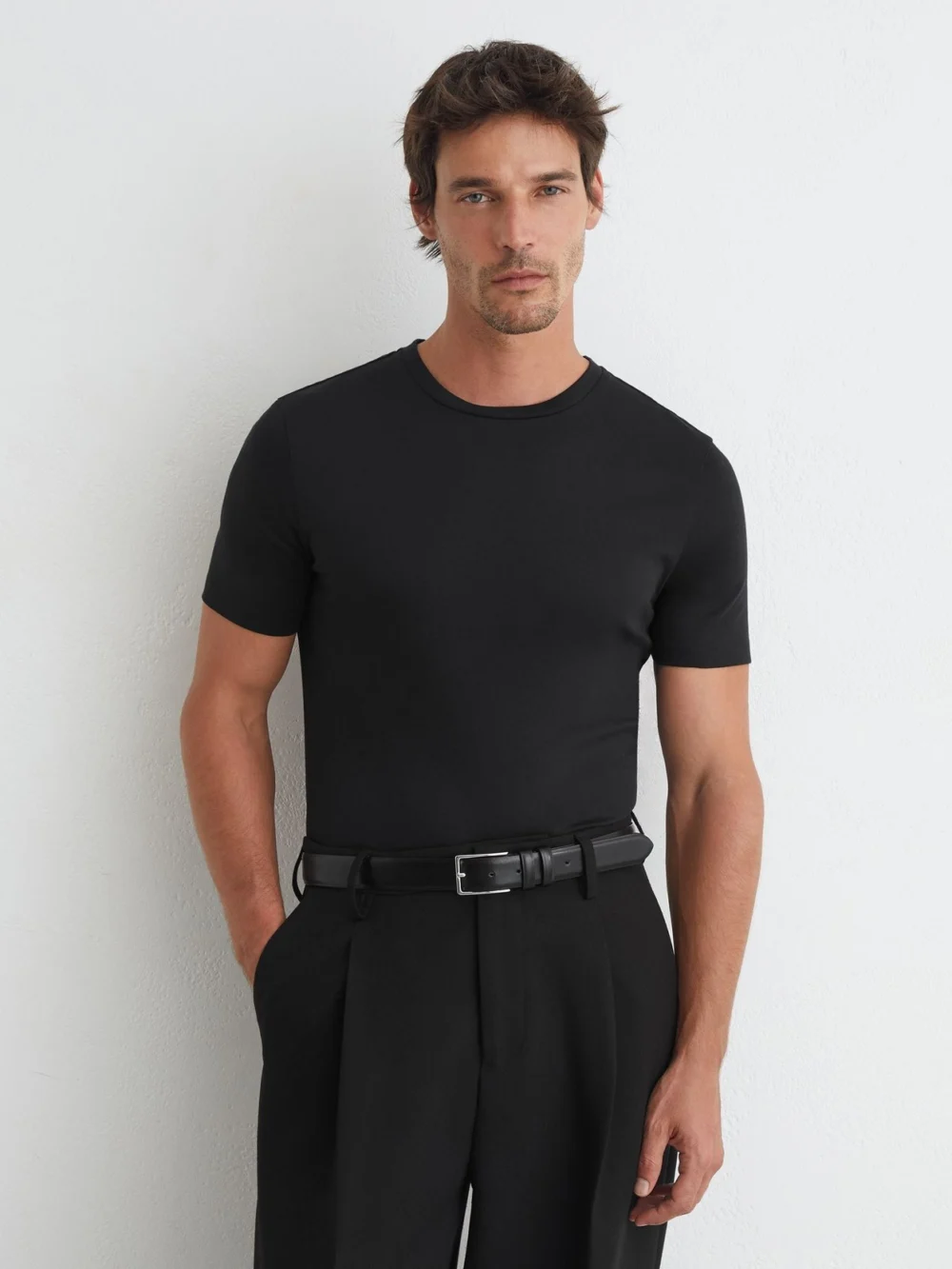 Reiss Black Air-water Cotton Muscle-fit T-shirt