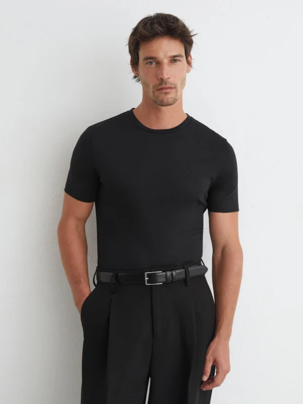Reiss Black Air-water Cotton Muscle-fit T-shirt