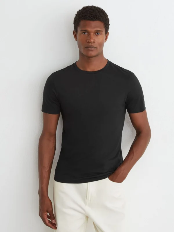 Reiss Black Air-water Cotton Tailored-fit T-shirt