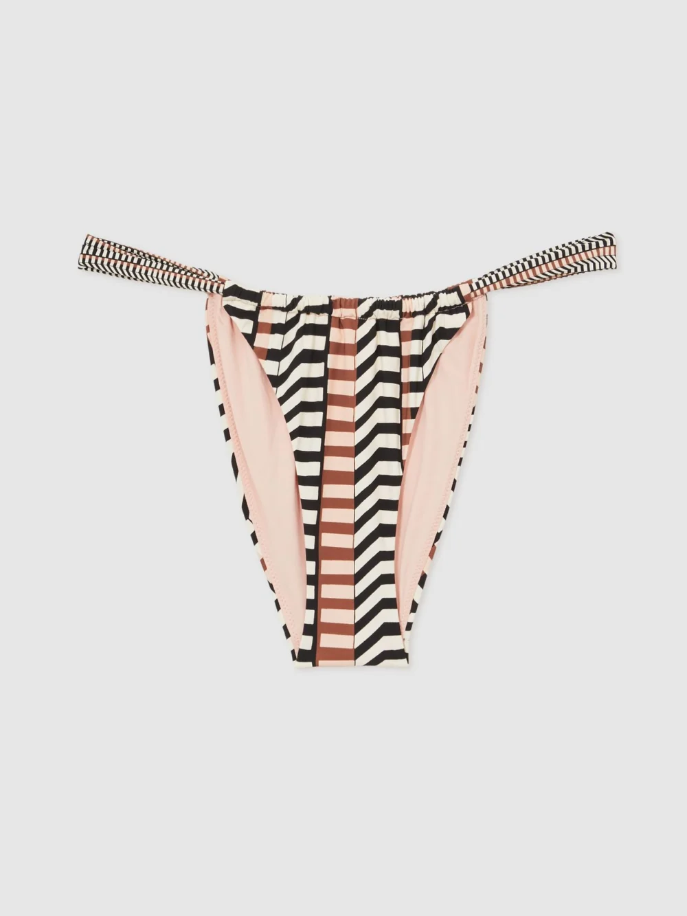 Reiss Black & Brown Chevron Stripe Bikini Bottoms, view 2