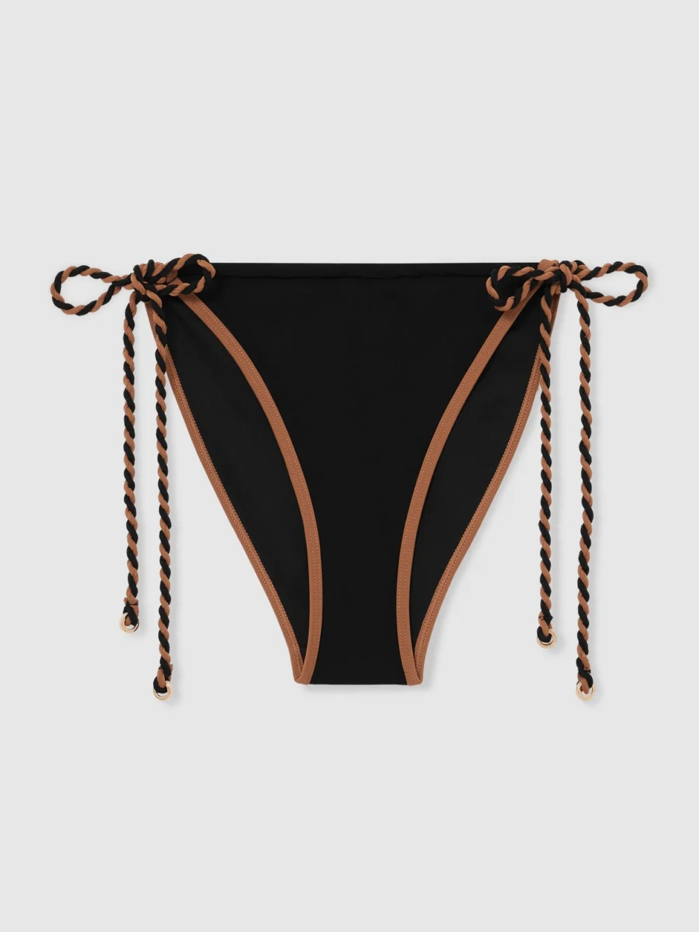 Reiss Black & Brown Twist-strap Tie-side Bikini Bottoms, view 2