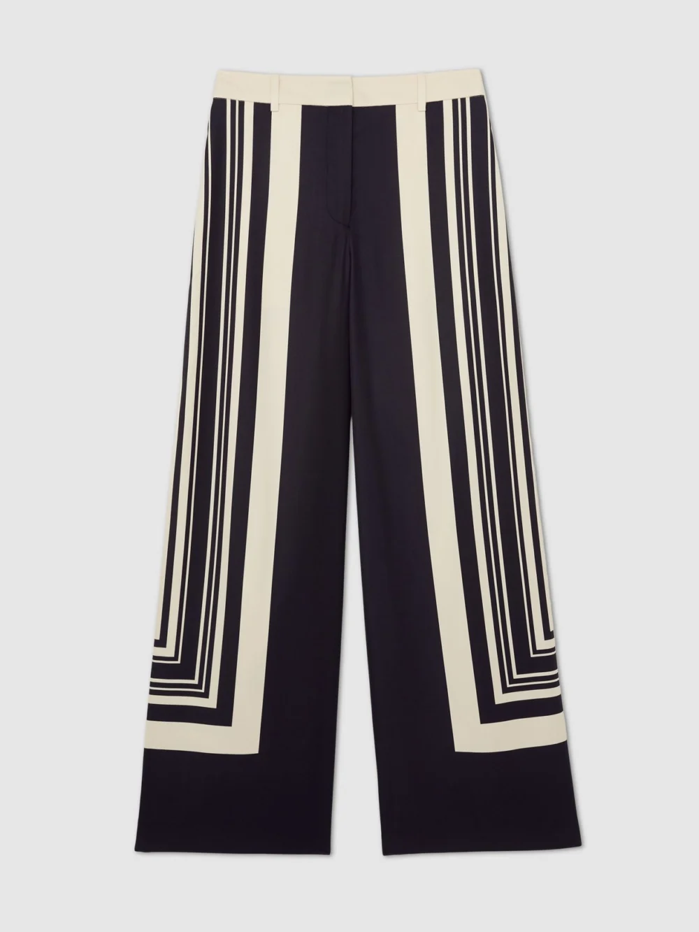 Reiss Black & White Petite Wide-leg Scarf-print Trousers, view 2