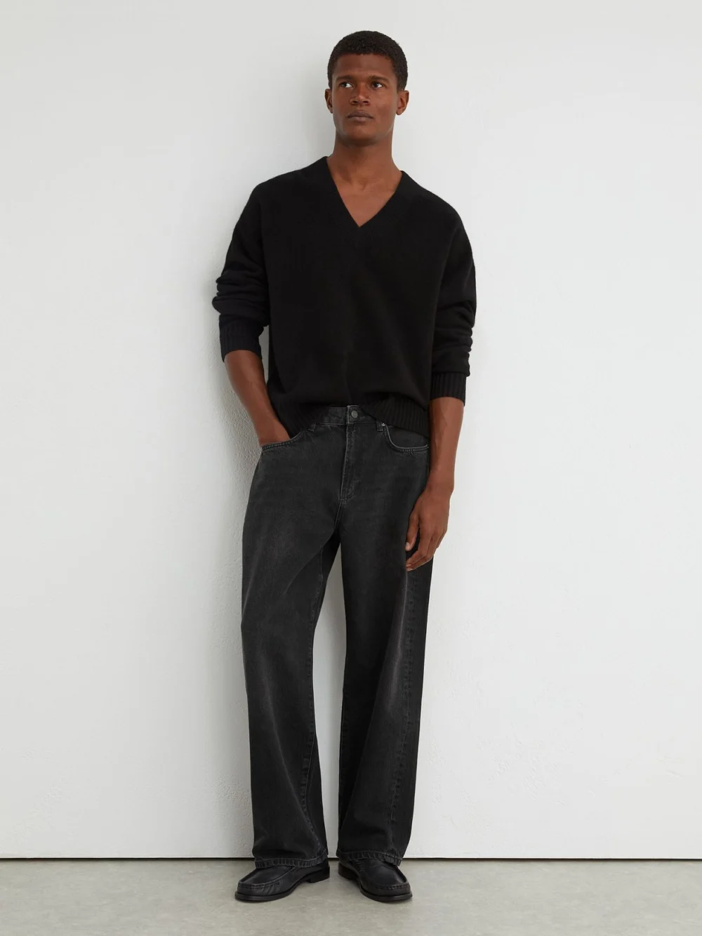 Reiss Black Baggy-fit Jeans