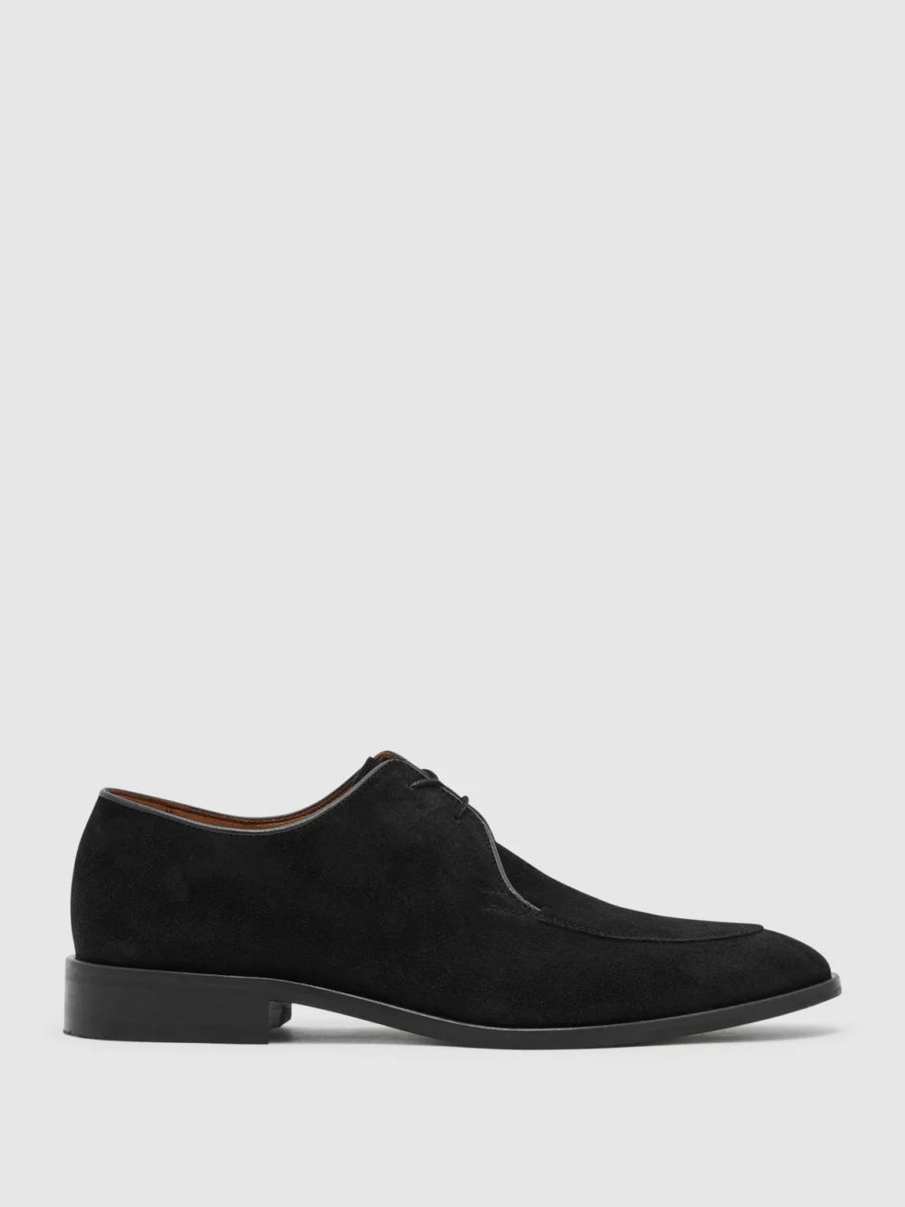 Reiss Black Blake Lace-up Derby Shoes, view 2