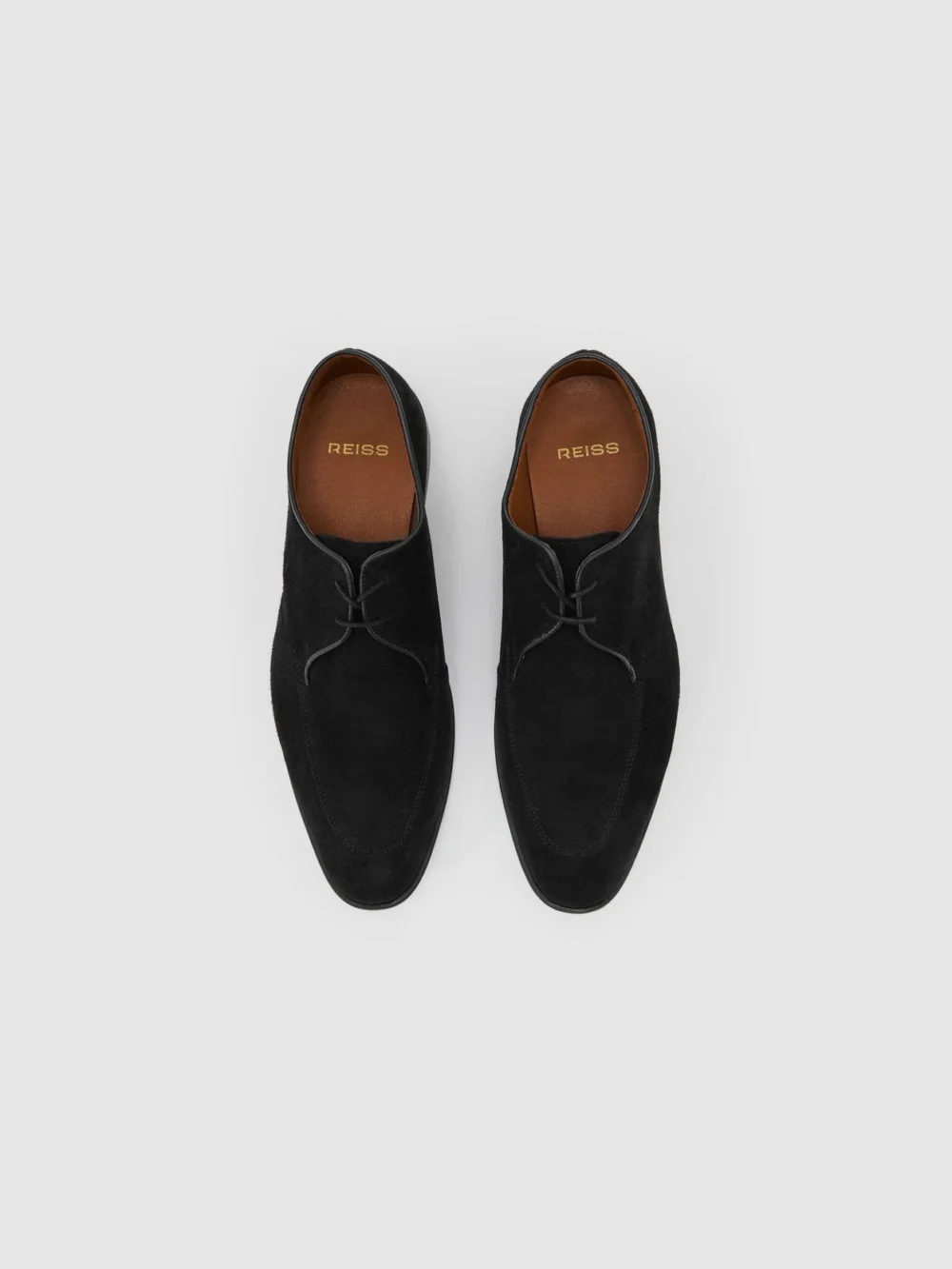 Reiss Black Blake Lace-up Derby Shoes, view 3