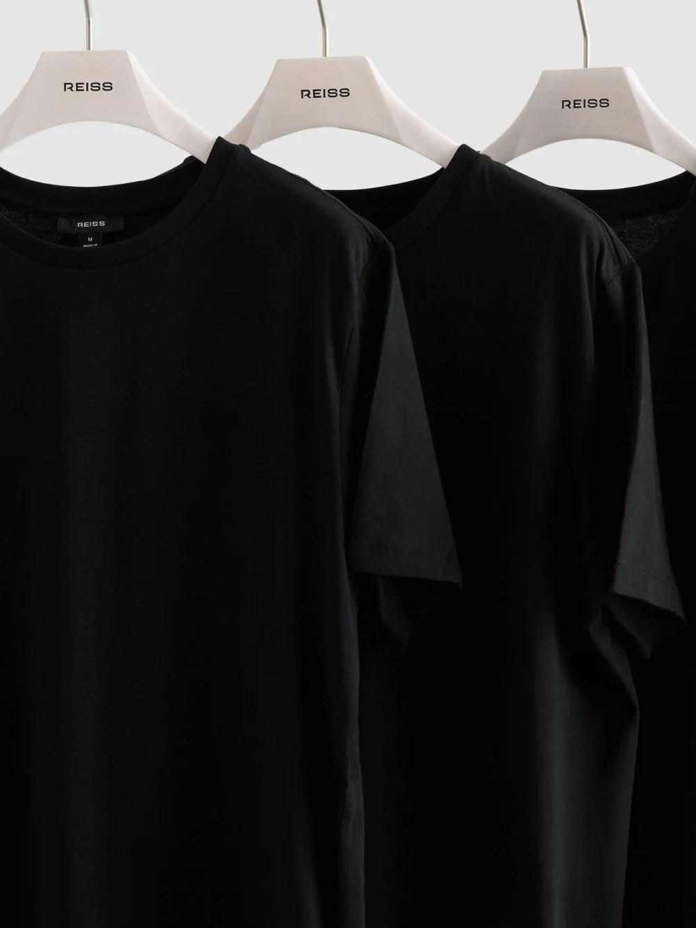 Reiss Black Bless Pack Cotton Crew-neck Tailored-fit T-shirts-pack, view 2