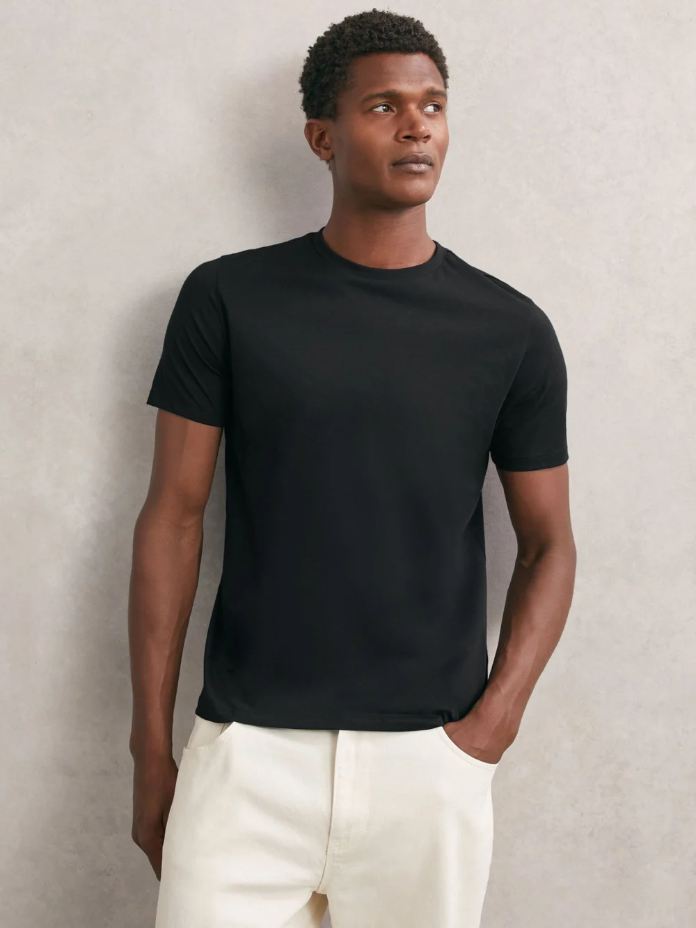 Reiss Black Bless Pack Cotton Crew-neck Tailored-fit T-shirts-pack, view 3