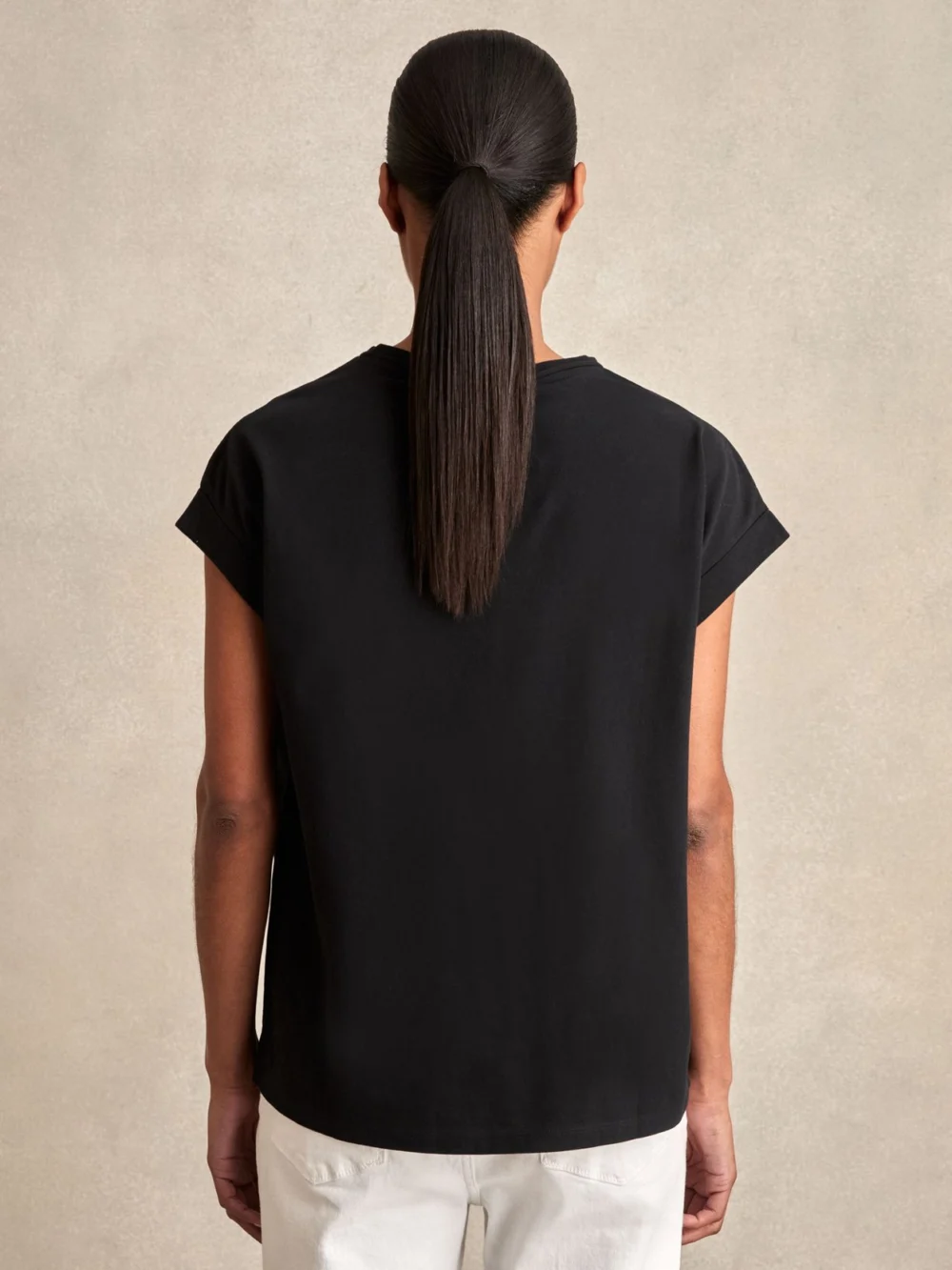 Reiss Black Brushed-cotton Crew-neck T-shirt, view 4