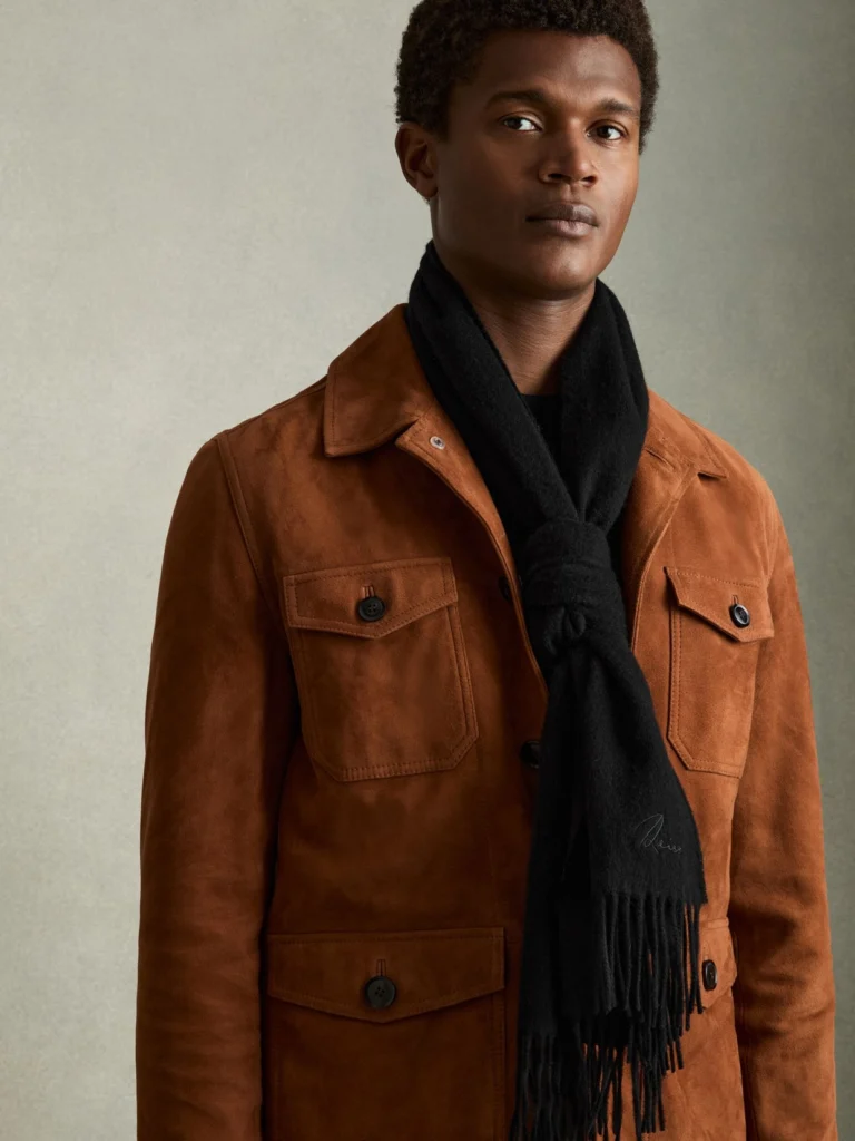 Reiss Black Cashmere Blend Scarf,, view 2