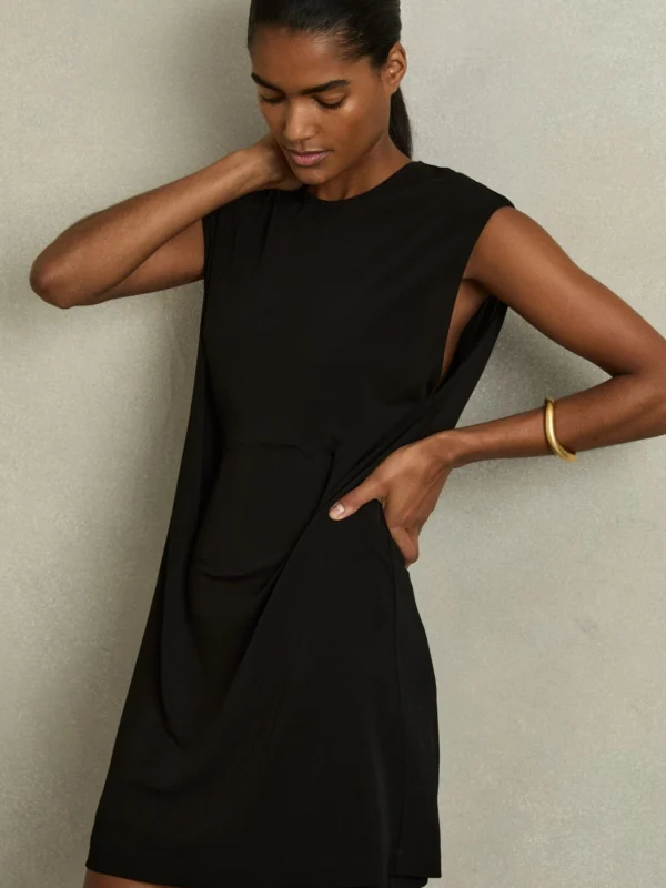 Reiss Black Corset Jersey Mini Dress