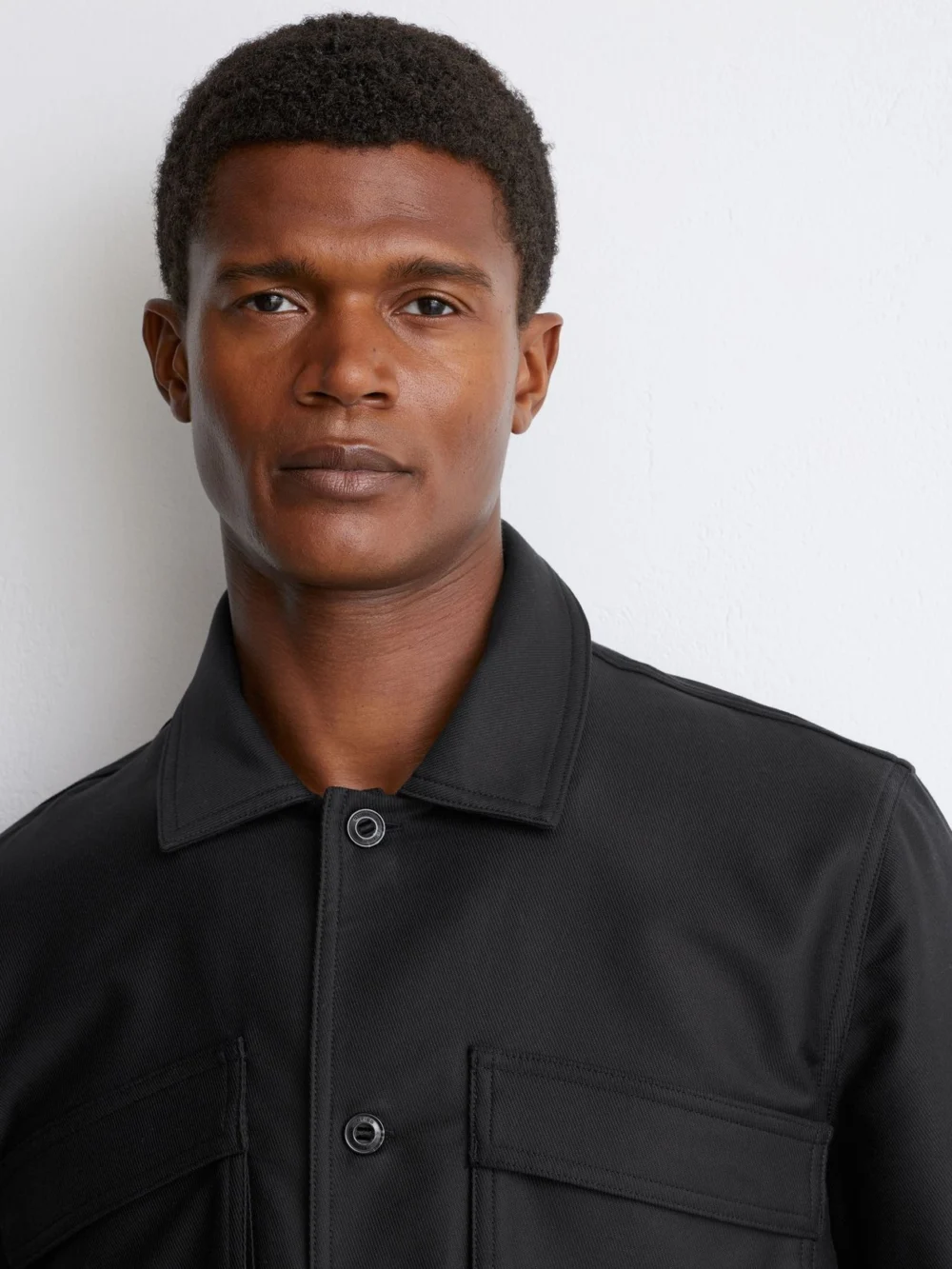 Reiss Black Cotton-blend Twill Twin-pocket Overshirt, view 3