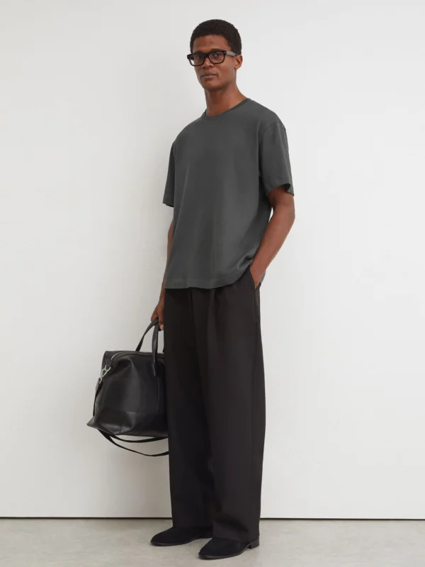 Reiss Black Cotton Oversized Dyed T-shirt