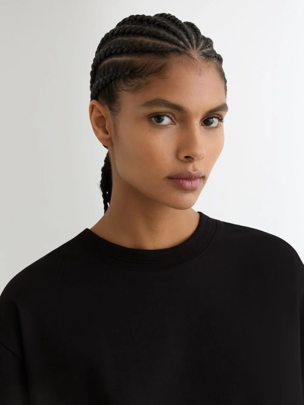 Reiss Black Cotton Ribbed-neck Oversized T-shirt, view 4