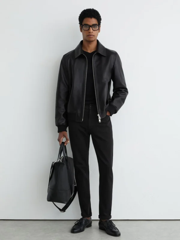 Reiss Black Cotton Slim Fit Jeans