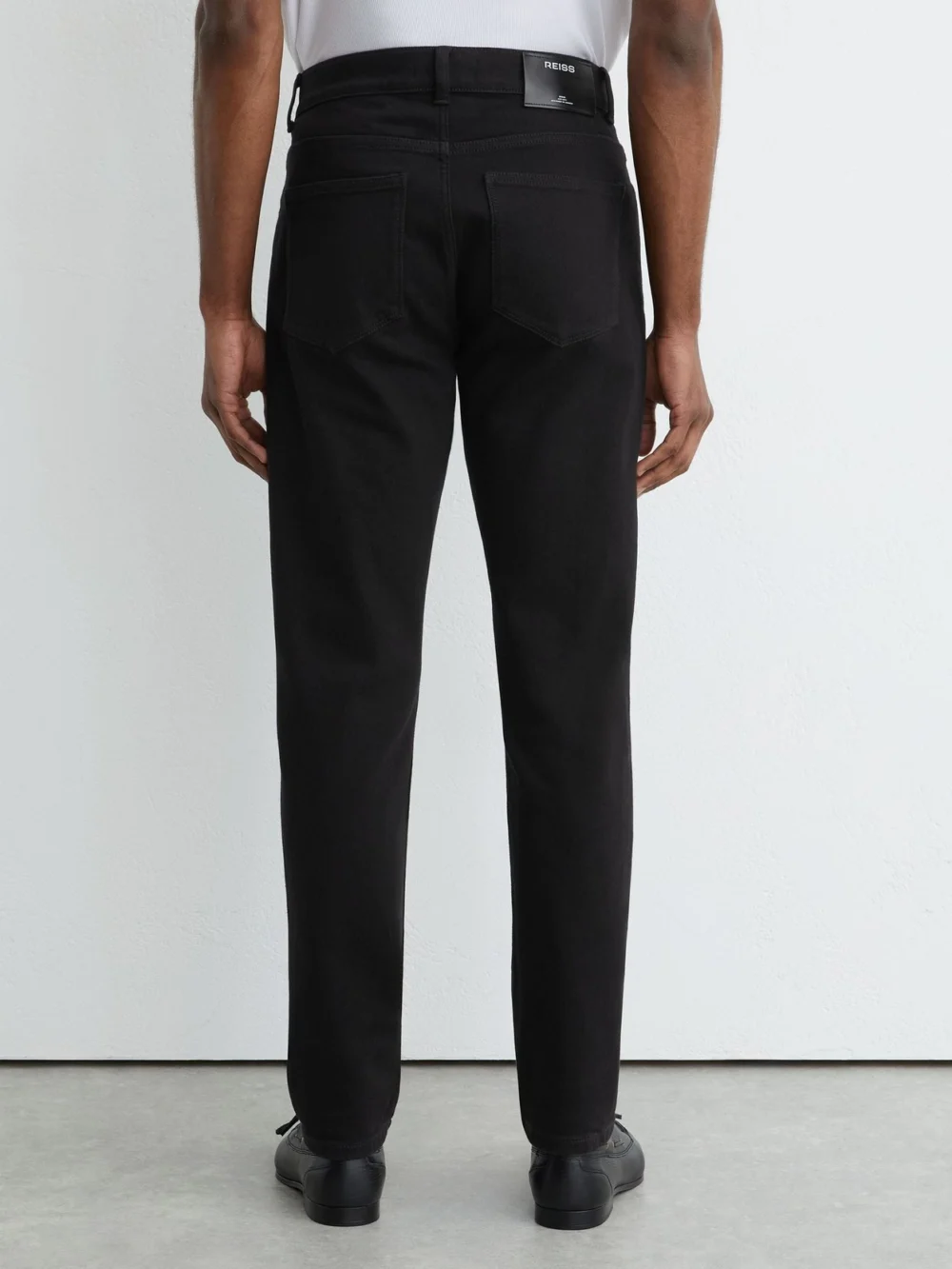 Reiss Black Cotton Slim Fit Jeans, view 4
