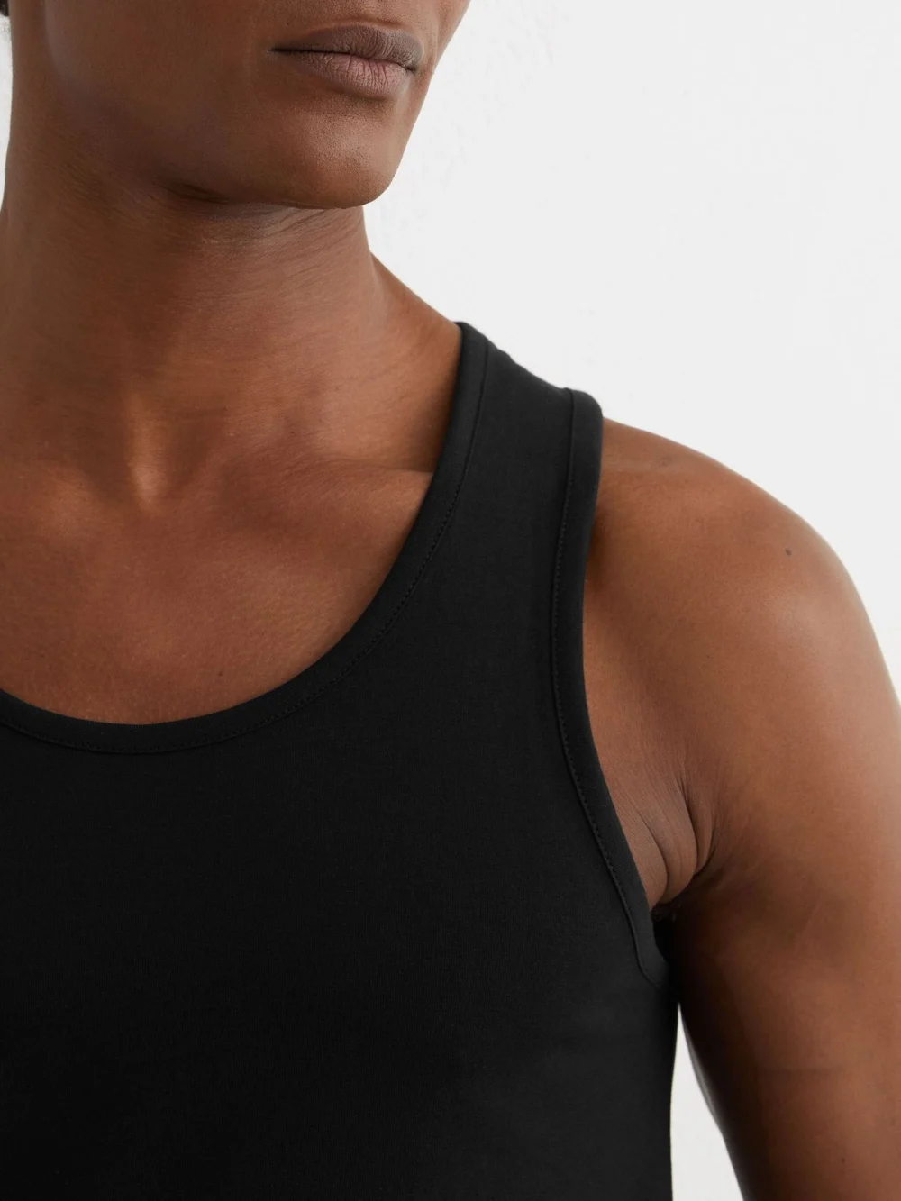 Reiss Black Cotton Stretch Vest, view 3