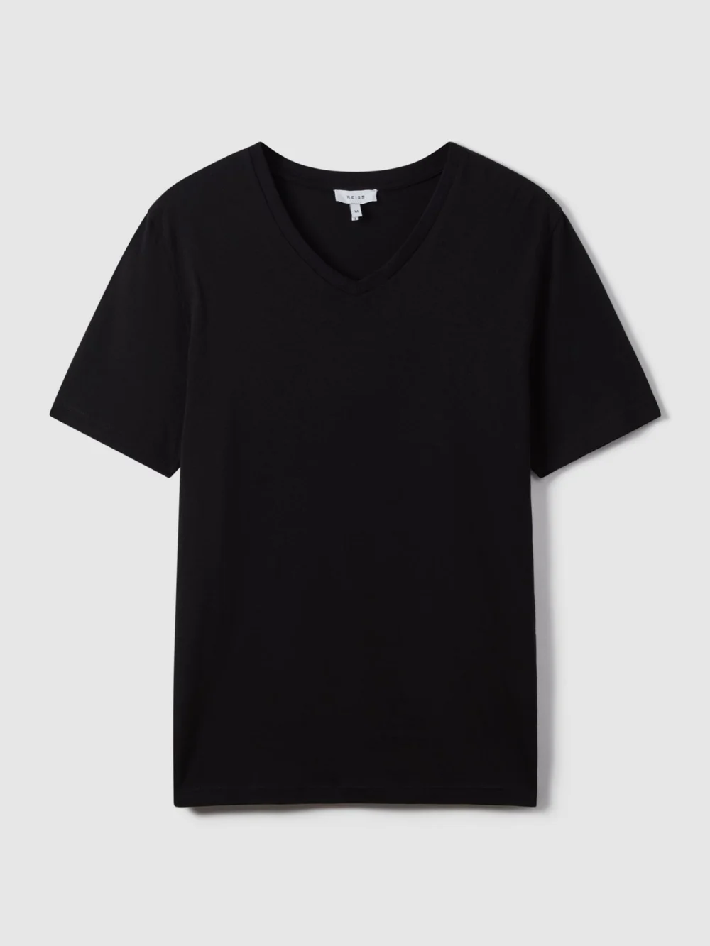 Reiss Black Cotton V-neck Tailored-fit T-shirt, view 2