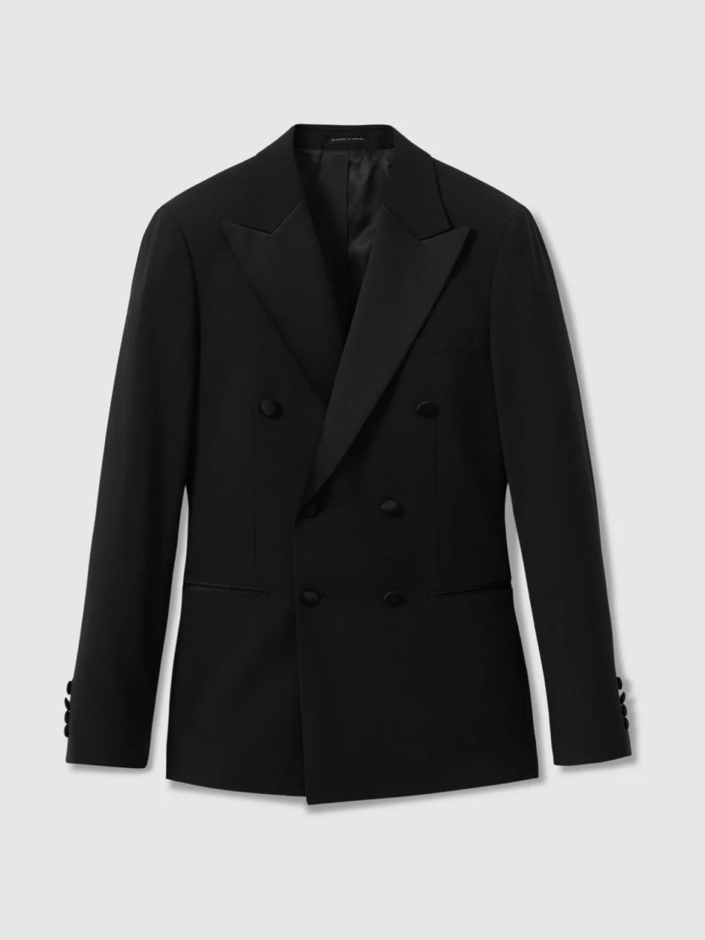 Reiss Black Db Tailored Fit Double-breasted Tuxedo Jacket