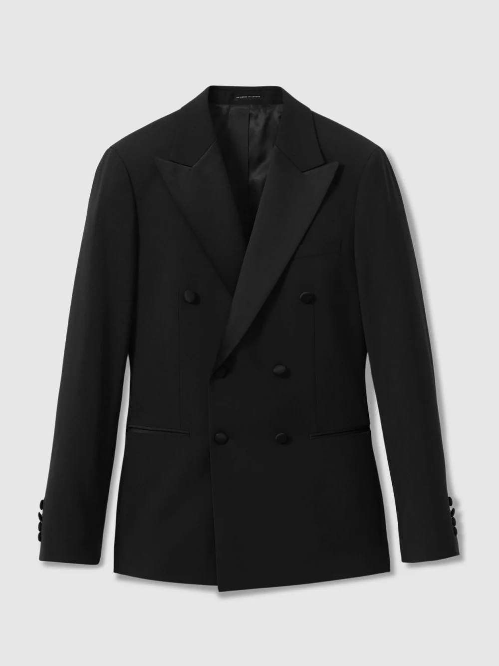 Reiss Black Db Tailored Fit Double-breasted Tuxedo Jacket, view 3