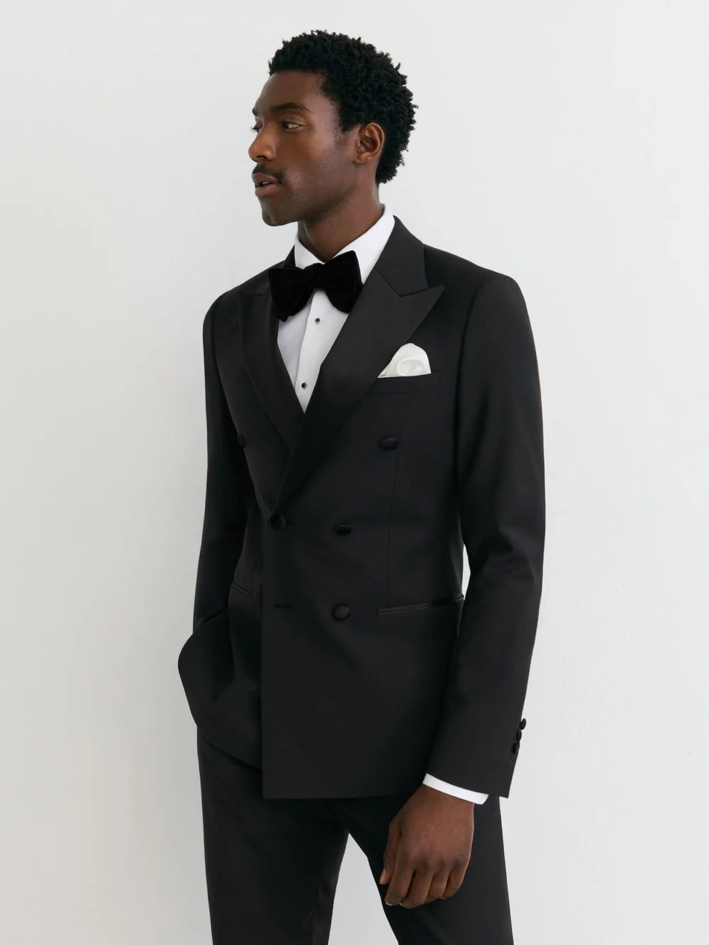 Reiss Black Db Tailored Fit Double-breasted Tuxedo Jacket, view 5