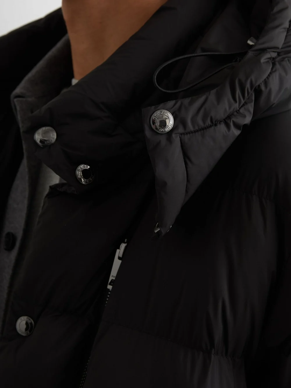Reiss Black Detachable-hood Quilted Puffer Coat, view 4